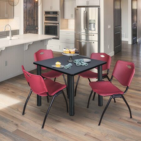 KEE Square Tables > Breakroom Tables > Kee Square Table & Chair Sets, 42 W, 42 L, 29 H, Grey TB4242GYBPBK47BY